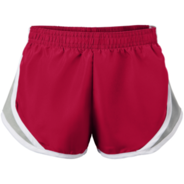 Inspired by a classic runnin silhouette, this short has contrast mesh inserts, is made of a woven polyester microfiber, and features a 100% polyester crepe liner for added modesty. 
2.2 oz polyester microfiber
100 % polyester crepe liner
Contrast mesh inserts
Covered elastic waistband
Low-rise fit
Juniors: 3.25" inseam
Girls: 2.5" inseam