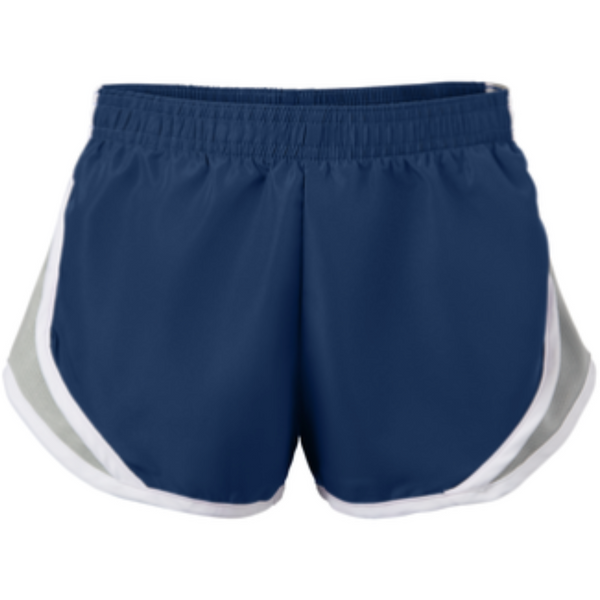 Inspired by a classic runnin silhouette, this short has contrast mesh inserts, is made of a woven polyester microfiber, and features a 100% polyester crepe liner for added modesty. 
2.2 oz polyester microfiber
100 % polyester crepe liner
Contrast mesh inserts
Covered elastic waistband
Low-rise fit
Juniors: 3.25" inseam
Girls: 2.5" inseam