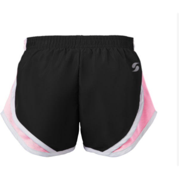 Inspired by a classic runnin silhouette, this short has contrast mesh inserts, is made of a woven polyester microfiber, and features a 100% polyester crepe liner for added modesty. 
2.2 oz polyester microfiber
100 % polyester crepe liner
Contrast mesh inserts
Covered elastic waistband
Low-rise fit
Juniors: 3.25" inseam
Girls: 2.5" inseam