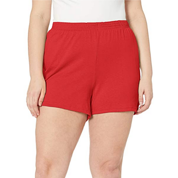 7-oz. 50/50 cotton/poly jersey
V-notch legs with 3-inch inseam
1.25-inch exposed elastic waistband
Fit comfortably at the waist
Curve sizes 1X-3X WAIST 1X-34" 2X-36-38"3X-40-42" HIP 1X 44 2X-46-48 3X-50-52"
Model is 5 feet 11 inches and wearing a 1X
Chest: 38 inches
Waist: 34 inches
Hips: 44 inches