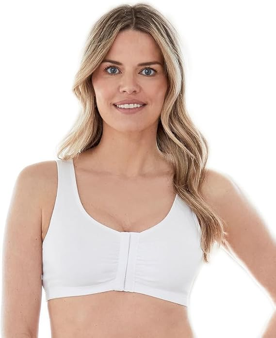 Bestform Comfortable Unlined Wireless Cotton Stretch Sports Bra with Front Closure