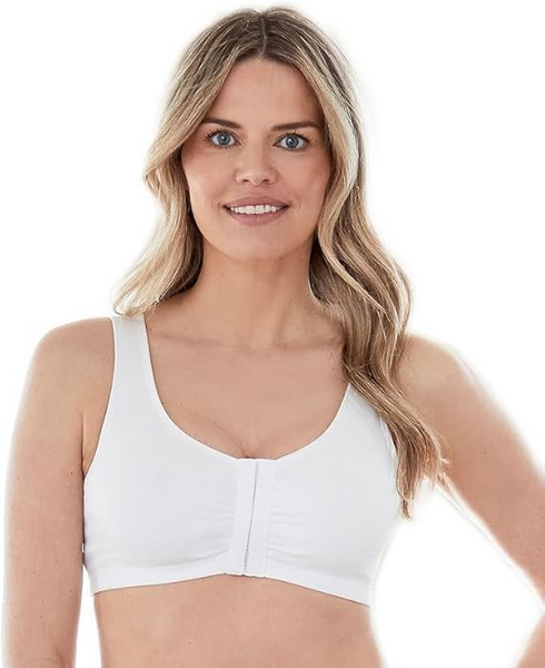 Bestform Comfortable Unlined Wireless Cotton Stretch Sports Bra with Front Closure