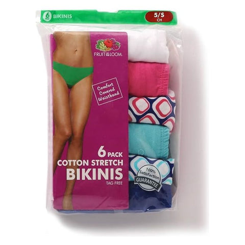 Fruit of the Loom Women's Eversoft Cotton Bikini Underwear 6 Pack