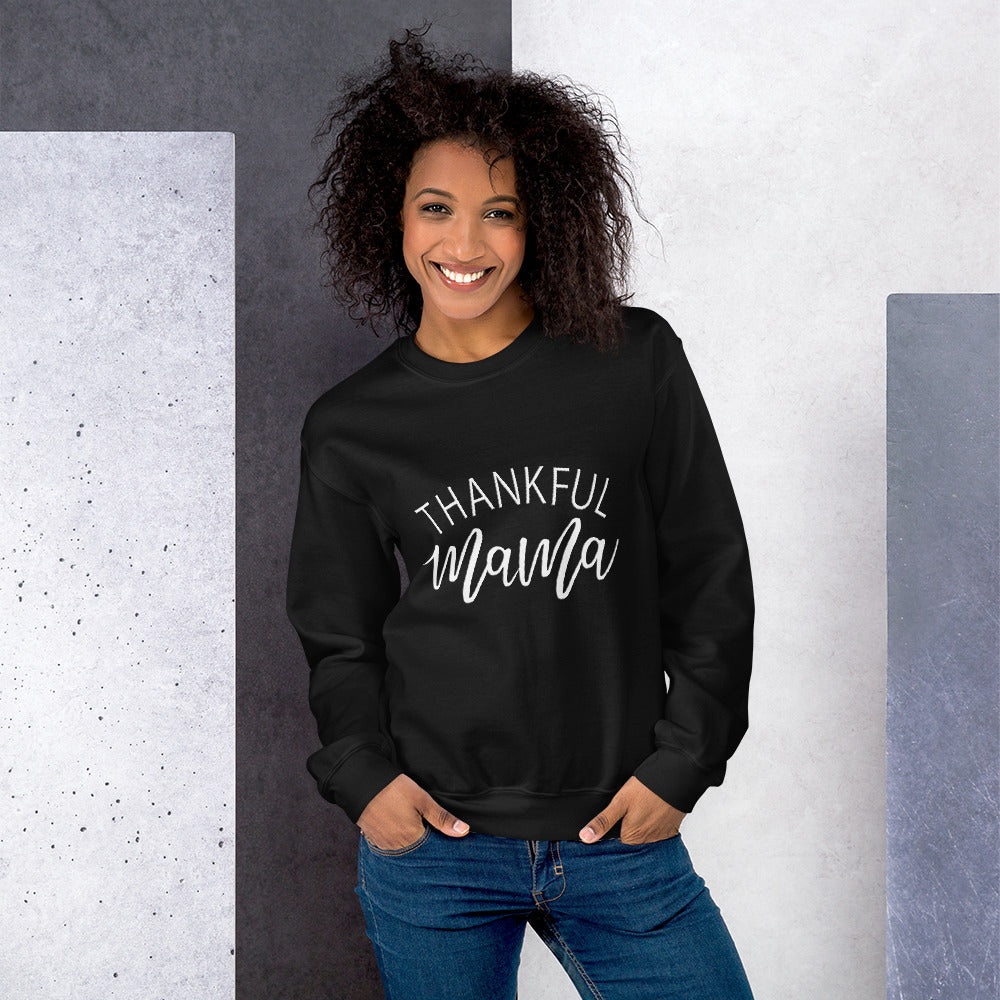 Womens Crew neck Graphic Sweatshirt-Thankful; Mama