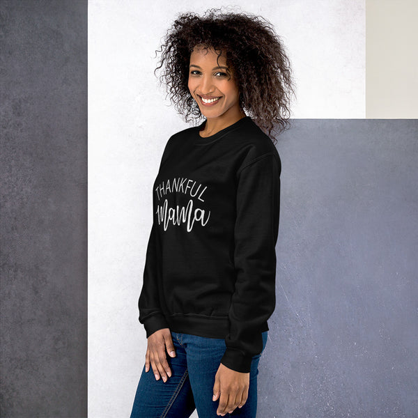 Womens Crew neck Graphic Sweatshirt-Thankful; Mama