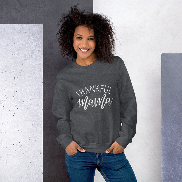 Womens Crew neck Graphic Sweatshirt-Thankful; Mama