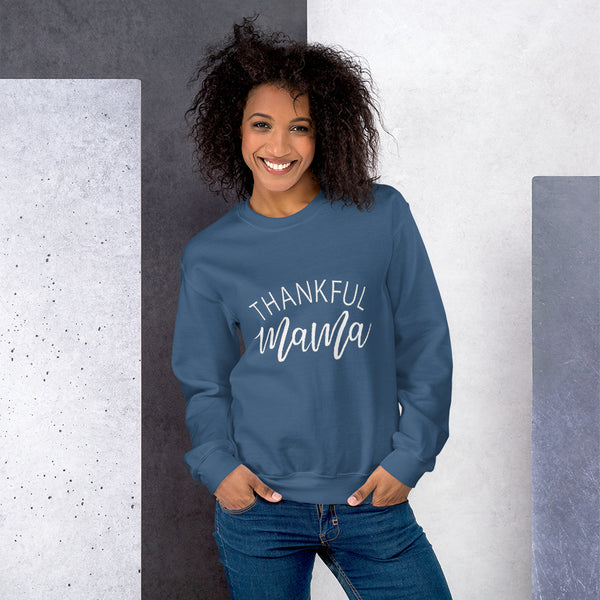 Womens Crew neck Graphic Sweatshirt-Thankful; Mama