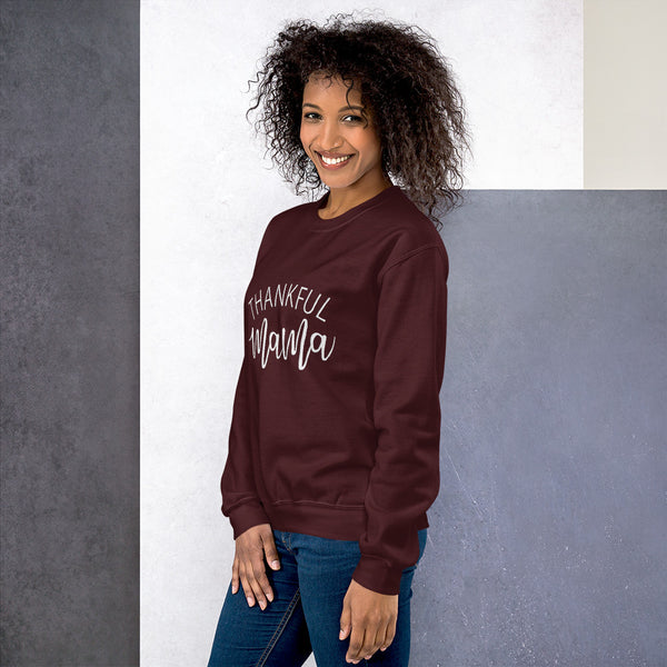 Womens Crew neck Graphic Sweatshirt-Thankful; Mama