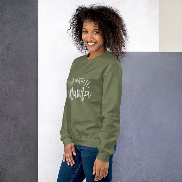 Womens Crew neck Graphic Sweatshirt-Thankful; Mama