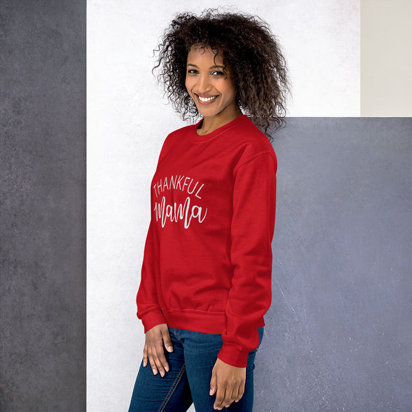 Womens Crew neck Graphic Sweatshirt-Thankful; Mama