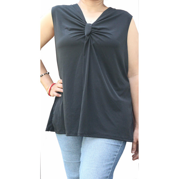 Plus Size Sleeveless Top with detachable necklace.Very soft fabric ,Made in USA