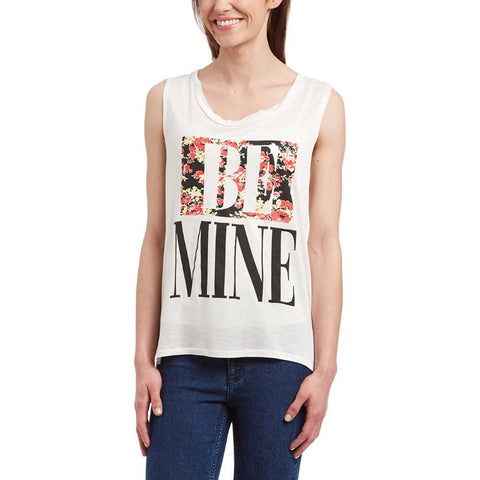 Junior Womens High Low Sleeveless Graphic Top-Be Mine