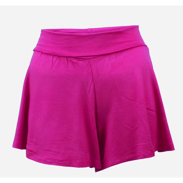 3" inseam wide bottom culotte with elastic waist band.Very soft rayon spandex fabric.Made in USA