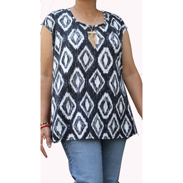 Plus Size Sleeveless Top with detachable necklace.Very soft fabric ,Made in USA