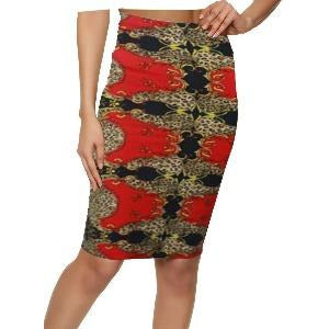 Status Printed Pencil stretch skirt with elastic waist ..Made in USA