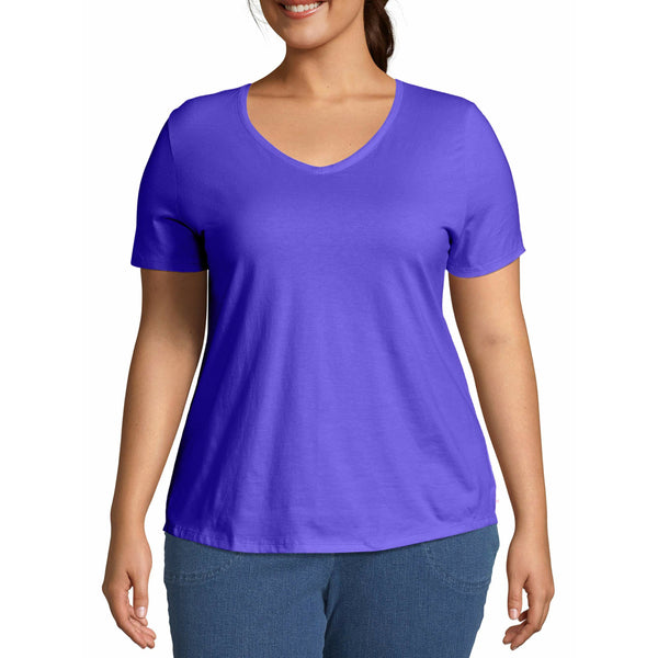 100% Cotton
Imported
Machine Wash
Solid T-shirt with V-neckline, short sleeves, and tagless neck label
NOTE: For roomier fit, go up one size.
29-inch length streamlines your silhouette.
Machine wash, cold. Tumble dry, low. Cool iron