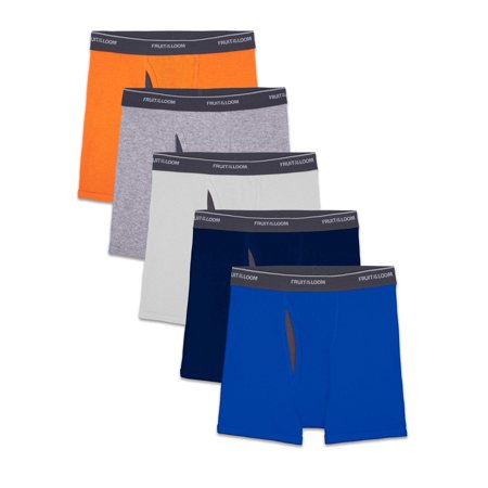 Boys 5 Pack Fruit of the Loom Cool Zone Boxer Briefs - Orange, Gray, White, Blue