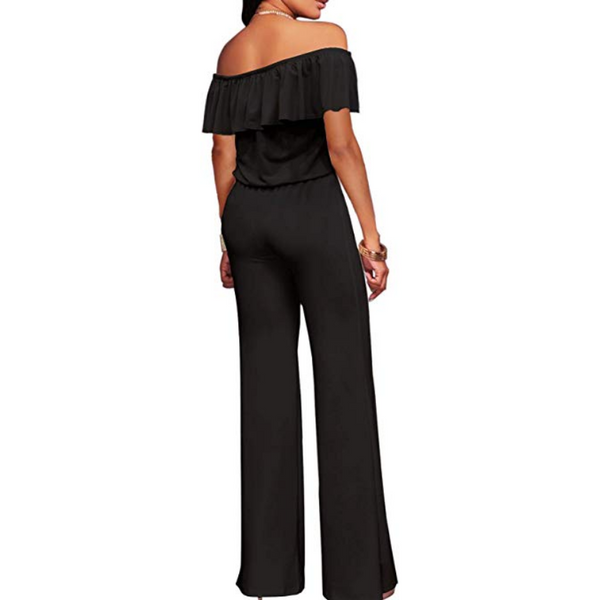 Off the shoulder ruffle neck Jumpsuit  Made in USA