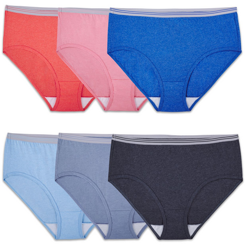 50% Cotton, 50% Polyester
Imported
Machine wash cold with like colors|Use only non-chlorine bleach when needed|Tumble dry low|Do not iron
This is an assorted color pack; This pack may contain all solids, all prints or a combination
Tag Free for ultimate comfort
Full back coverage that stays comfortably in place
Soft elastic waistband