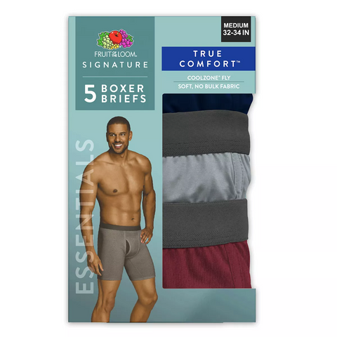 Men's Fruit of the Loom Essentials 5-Pack True Comfort Boxer Briefs