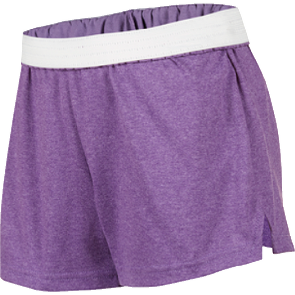 Soffe's trademark juniors short is worn by cheerleaders everywhere, as well as those cheering from the stands. Made of a soft cotton/polyester jersey blend for comfort, performance, and style.
7 oz 50/50 cotton/poly jersey
1.25" exposed elastic waistband 3" inseam
Sizes Waist  XS=24-25 S=26-27 M 28-29 L 30-31.5 XL 33