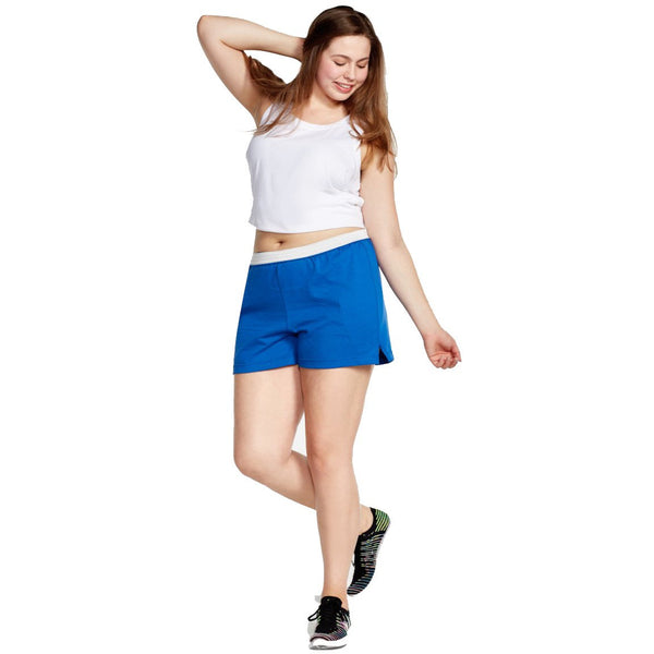 7-oz. 50/50 cotton/poly jersey
V-notch legs with 3-inch inseam
1.25-inch exposed elastic waistband
Fit comfortably at the waist
Curve sizes 1X-3X WAIST 1X-34" 2X-36-38"3X-40-42" HIP 1X 44 2X-46-48 3X-50-52"
Model is 5 feet 11 inches and wearing a 1X
Chest: 38 inches
Waist: 34 inches
Hips: 44 inches
