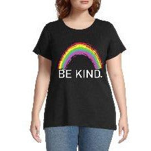 Be Kind Rainbow Women's Plus Graphic Short Sleeve T shirt