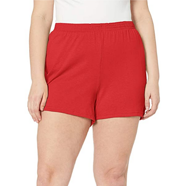 7-oz. 50/50 cotton/poly jersey
V-notch legs with 3-inch inseam
1.25-inch exposed elastic waistband
Fit comfortably at the waist
Curve sizes 1X-3X WAIST 1X-34" 2X-36-38"3X-40-42" HIP 1X 44 2X-46-48 3X-50-52"
Model is 5 feet 11 inches and wearing a 1X
Chest: 38 inches
Waist: 34 inches
Hips: 44 inches
