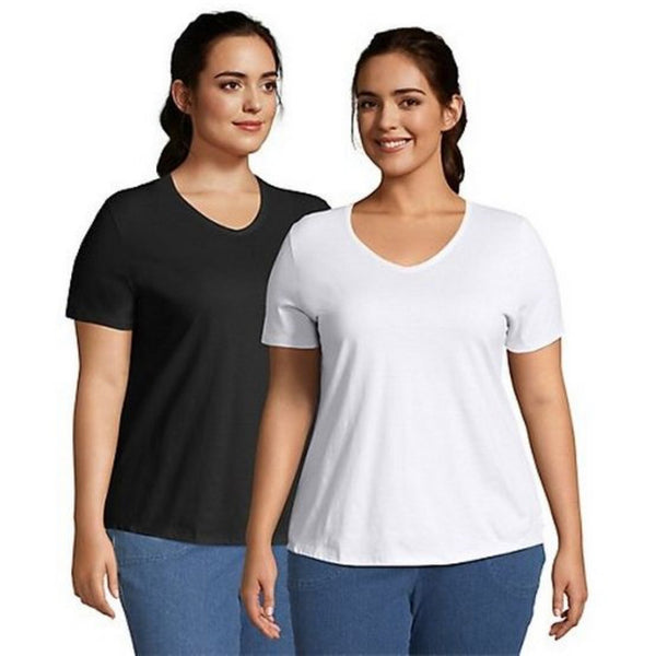 100% Cotton
Imported
Machine Wash
Solid T-shirt with V-neckline, short sleeves, and tagless neck label
NOTE: For roomier fit, go up one size.
29-inch length streamlines your silhouette.
Machine wash, cold. Tumble dry, low. Cool iron