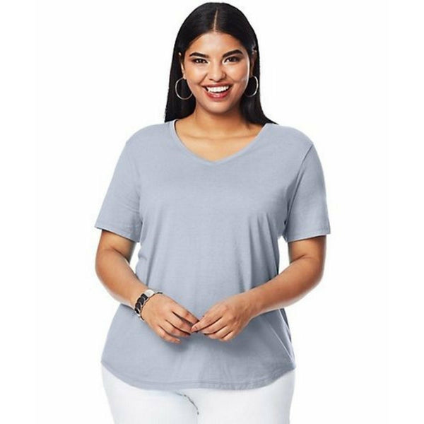 100% Cotton
Imported
Machine Wash
Solid T-shirt with V-neckline, short sleeves, and tagless neck label
NOTE: For roomier fit, go up one size.
29-inch length streamlines your silhouette.
Machine wash, cold. Tumble dry, low. Cool iron