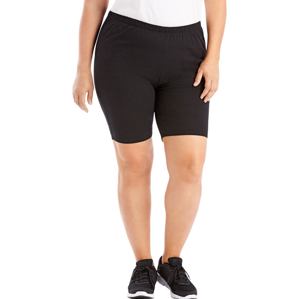 90% cotton 10% Spandex .Elastic closure.No Pockets,9inch inseam,Flat-locked non-chafe seams go easy on your skin