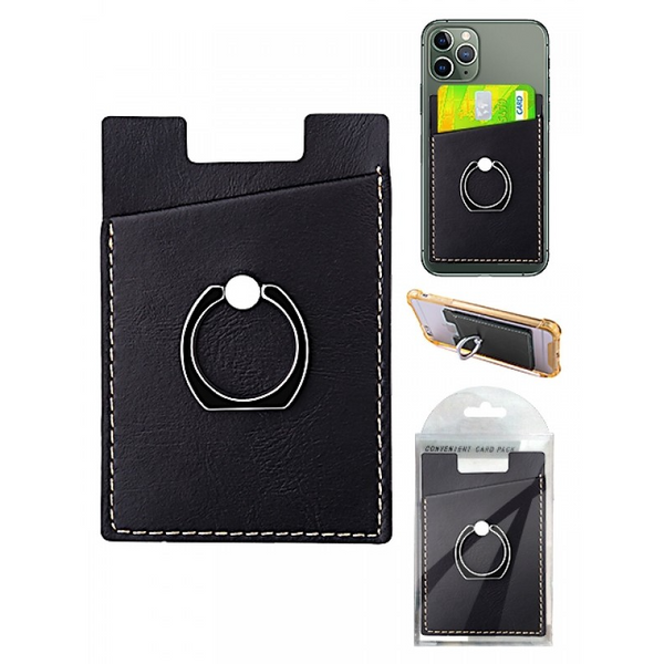 iPhone 13 Pro Max Bumper Case with Leather Credit Card Stick-On Holder