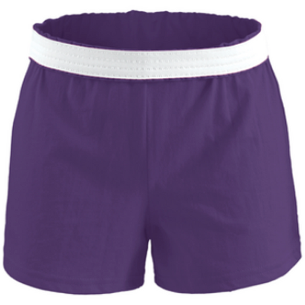 Soffe's trademark juniors short is worn by cheerleaders everywhere, as well as those cheering from the stands. Made of a soft cotton/polyester jersey blend for comfort, performance, and style.
7 oz 50/50 cotton/poly jersey
1.25" exposed elastic waistband 3" inseam
Sizes Waist  XS=24-25 S=26-27 M 28-29 L 30-31.5 XL 33