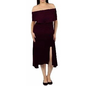 Off the shoulder ruffle sleeve bodycon plus dress Made in USA