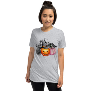 Womens Halloween Graphic Tee-Pumpkin Crow