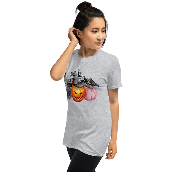 Womens Halloween Graphic Tee-Pumpkin Crow