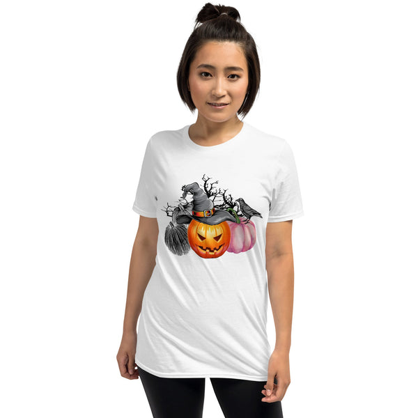 Womens Halloween Graphic Tee-Pumpkin Crow