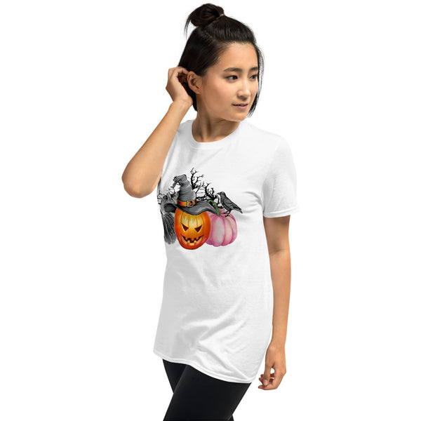 Womens Halloween Graphic Tee-Pumpkin Crow