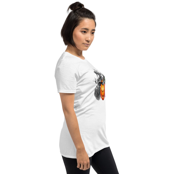 Womens Halloween Graphic Tee-Pumpkin Crow