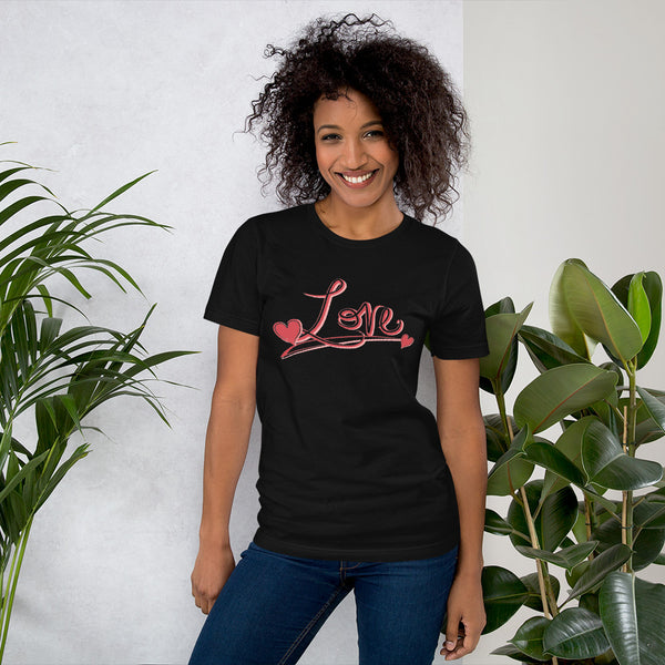 Womens Graphic Short sleeve Tee-Love heart