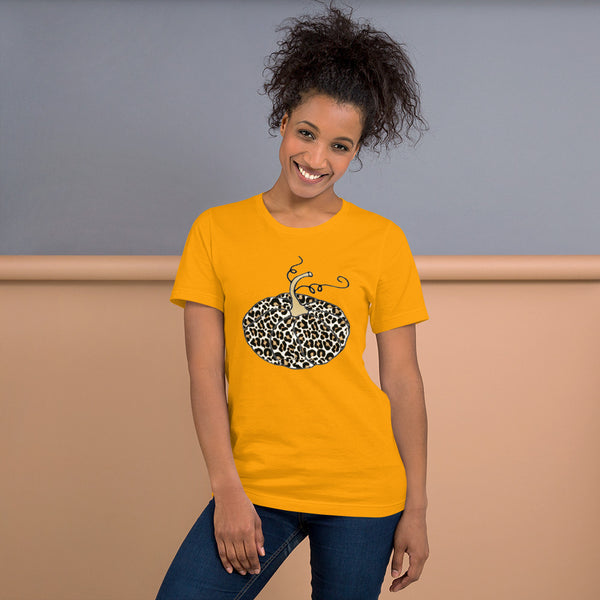 Womens Graphic Tee -Leopard Print Pumpkin