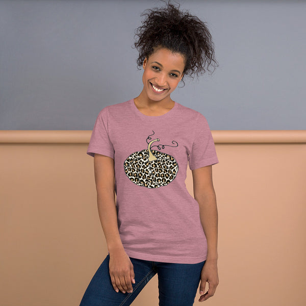 Womens Graphic Tee -Leopard Print Pumpkin