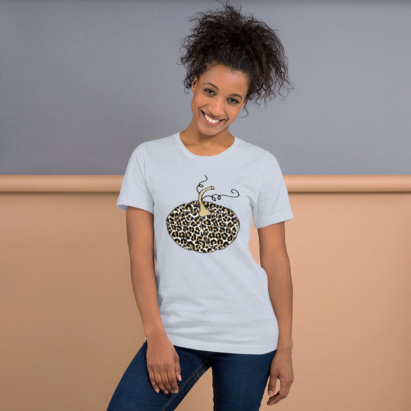 Womens Graphic Tee -Leopard Print Pumpkin