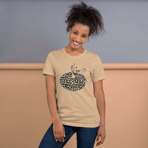 Womens Graphic Tee -Leopard Print Pumpkin