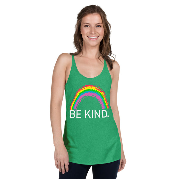 Be Kind Womens Graphic Raceback Tank