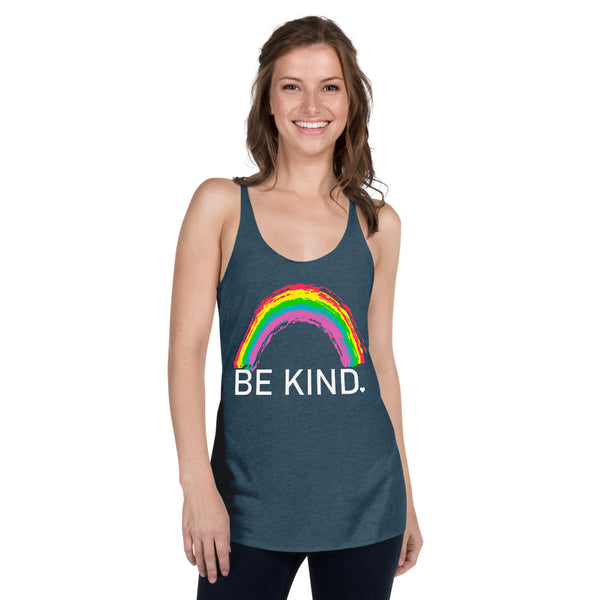 Be Kind Womens Graphic Raceback Tank